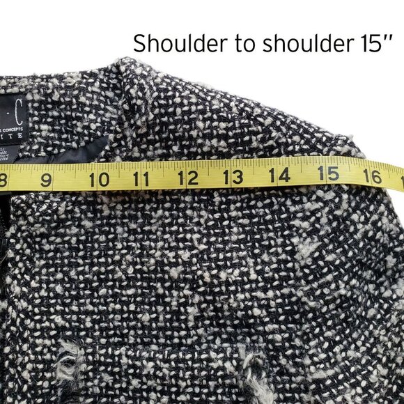 INC Tweed Boucle Fringe Trim Jacket Skirt Suit Set Clueless Chanel Vibe Size 4P - Picture 13 of 16